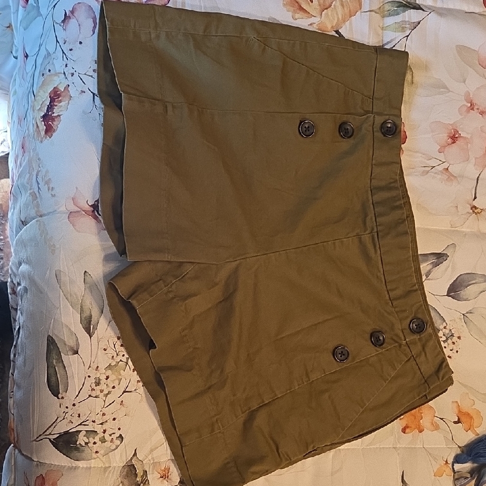 Banana Republic Olive High-Waist Button-Front Shorts